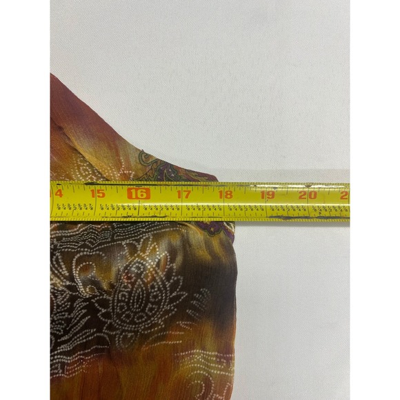 Vintage Y2K 100% SILK Halter Mini Dress Size 14 Open Back Lined Boho Browns - Picture 9 of 13